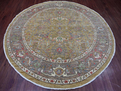 Green 8'2" x 8'3" Oushak And Peshawar Hand knotted Wool Rug - Sku: O021514