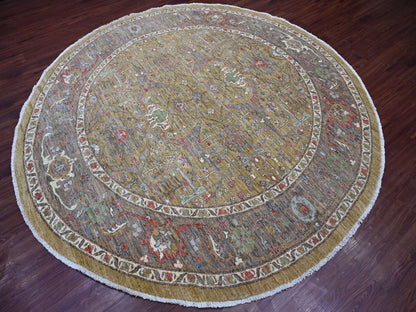 Green 8'2" x 8'3" Oushak And Peshawar Hand knotted Wool Rug - Sku: O021514