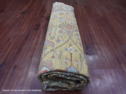 Green 8'2" x 8'3" Oushak And Peshawar Hand knotted Wool Rug - Sku: O021514