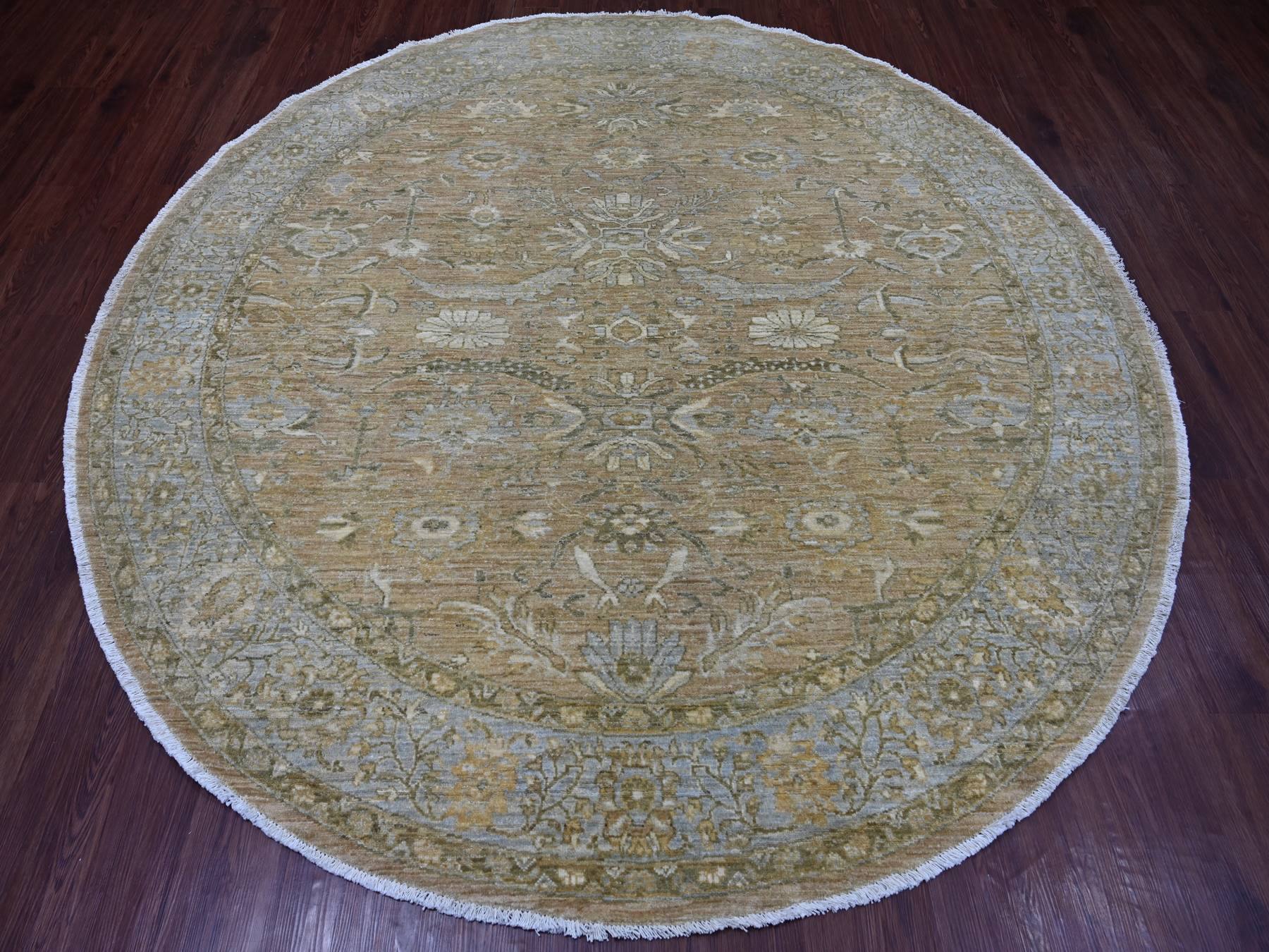 Brown 7'11" x 8'3" Oushak And Peshawar Hand knotted Wool Rug - Sku: O021515