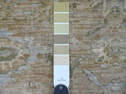 Brown 7'11" x 8'3" Oushak And Peshawar Hand knotted Wool Rug - Sku: O021515