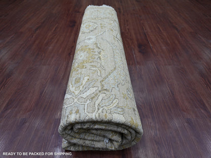 Brown 7'11" x 8'3" Oushak And Peshawar Hand knotted Wool Rug - Sku: O021515