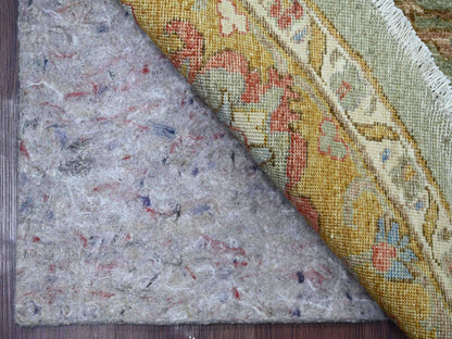 Green 8'0" x 8'2" Oushak And Peshawar Hand knotted Wool Rug - Sku: O021516