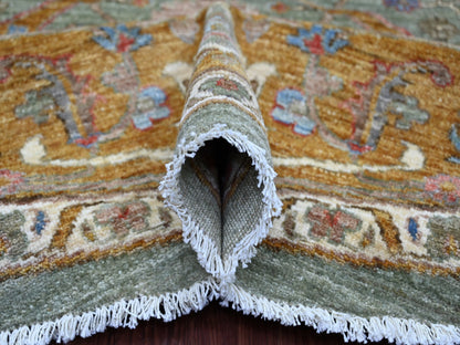 Green 8'0" x 8'2" Oushak And Peshawar Hand knotted Wool Rug - Sku: O021516