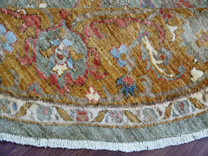 Green 8'0" x 8'2" Oushak And Peshawar Hand knotted Wool Rug - Sku: O021516