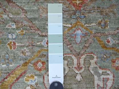 Green 8'0" x 8'2" Oushak And Peshawar Hand knotted Wool Rug - Sku: O021516