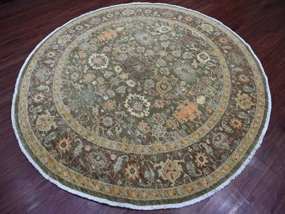 Green 8'1" x 8'4" Oushak And Peshawar Hand knotted Wool Rug - Sku: O021517