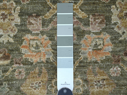 Green 8'1" x 8'4" Oushak And Peshawar Hand knotted Wool Rug - Sku: O021517