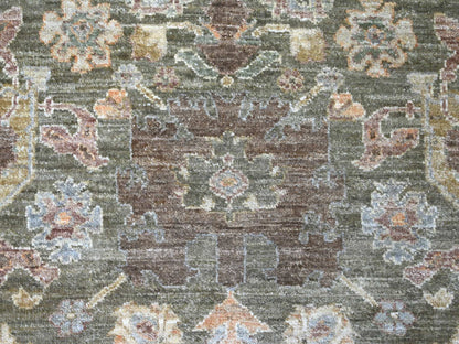 Green 8'1" x 8'4" Oushak And Peshawar Hand knotted Wool Rug - Sku: O021517
