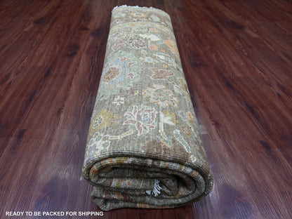 Green 8'1" x 8'4" Oushak And Peshawar Hand knotted Wool Rug - Sku: O021517
