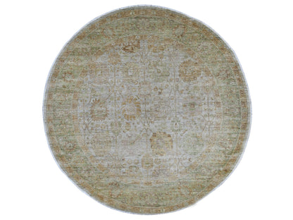 Mahal Oushak hand-knotted wool rug in Gray & Green, 8'1" x 8'2" — SKU O021519