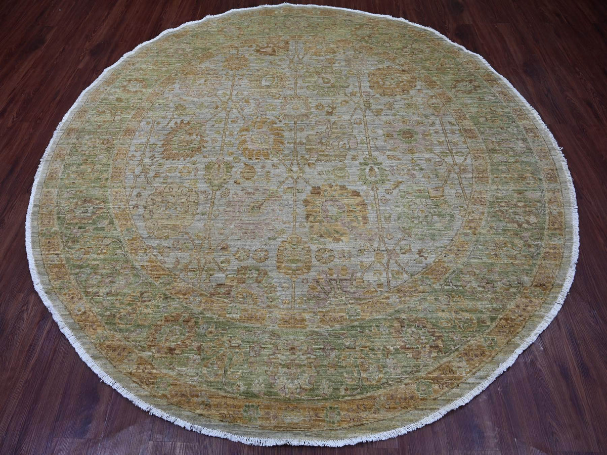 Mahal Oushak hand-knotted wool rug in Gray & Green, 8'1" x 8'2" — SKU O021519 (view 2)