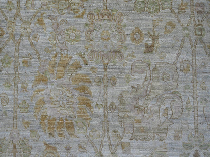 Grey 8'1" x 8'2" Oushak And Peshawar Hand knotted Wool Rug - Sku: O021519