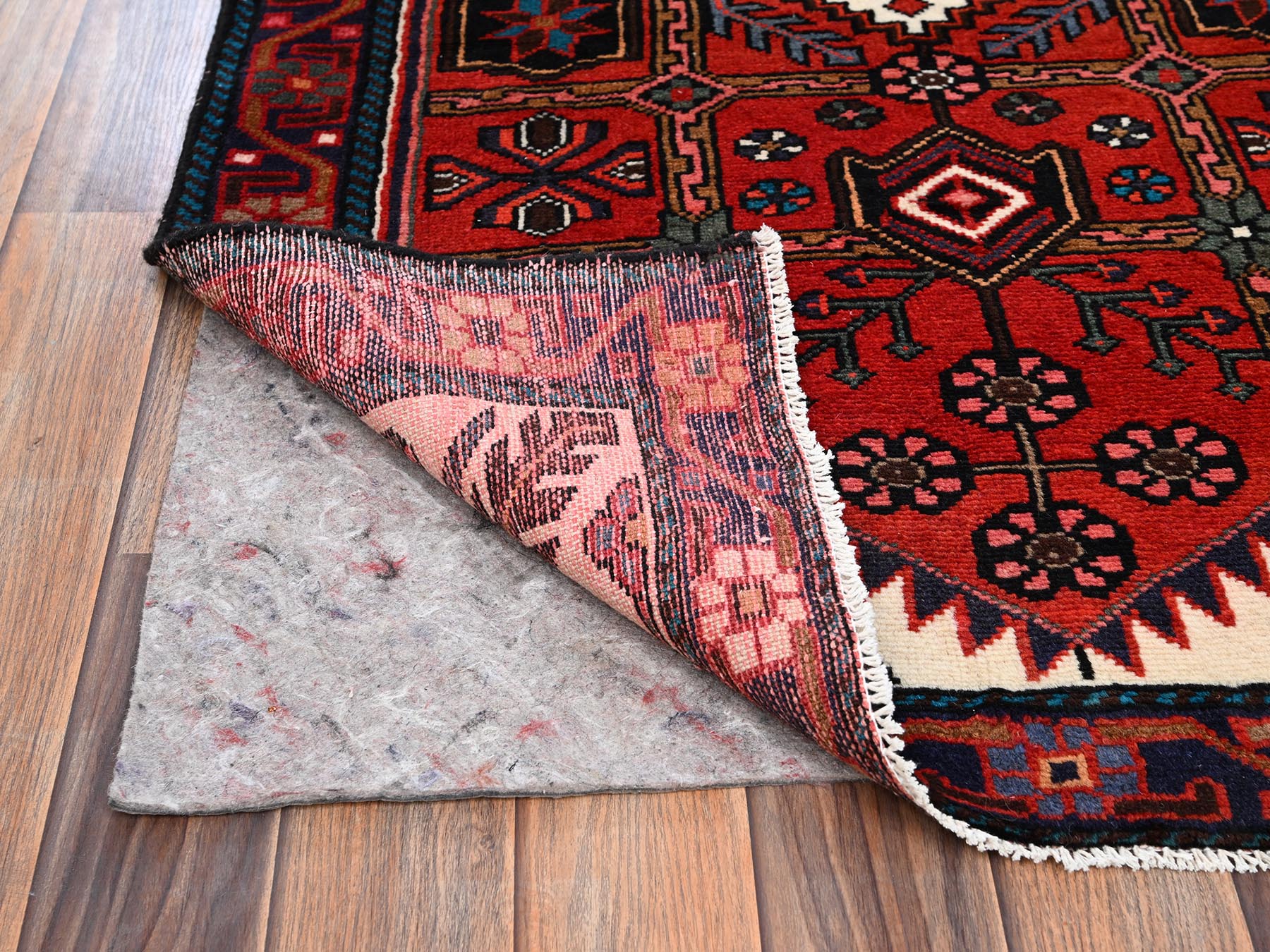 Hamadan Tribal & Geometric hand-knotted wool runner in Red & Brown, 2'10" x 9'6" — SKU O02151 (view 3)
