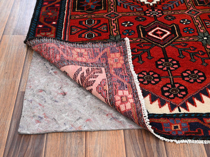 Hamadan Tribal & Geometric hand-knotted wool runner in Red & Brown, 2'10" x 9'6" — SKU O02151 (view 3)