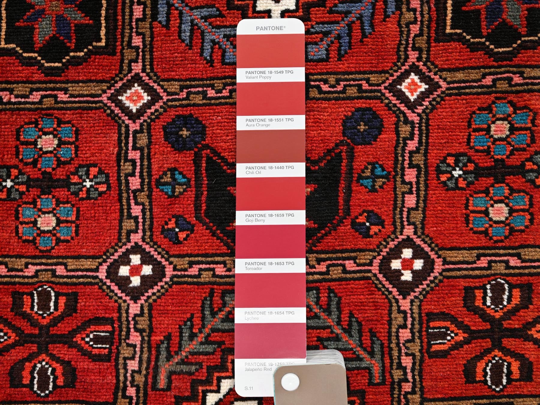 Hamadan Tribal & Geometric hand-knotted wool runner in Red & Brown, 2'10" x 9'6" — SKU O02151 (view 4)