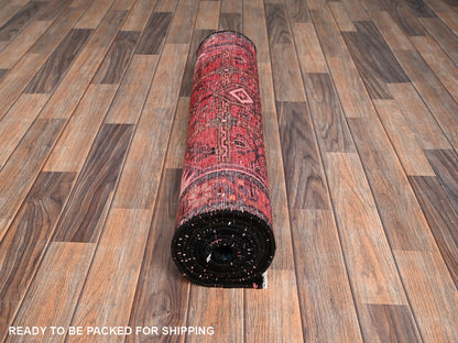 Hamadan Tribal & Geometric hand-knotted wool runner in Red & Brown, 2'10" x 9'6" — SKU O02151 (view 5)