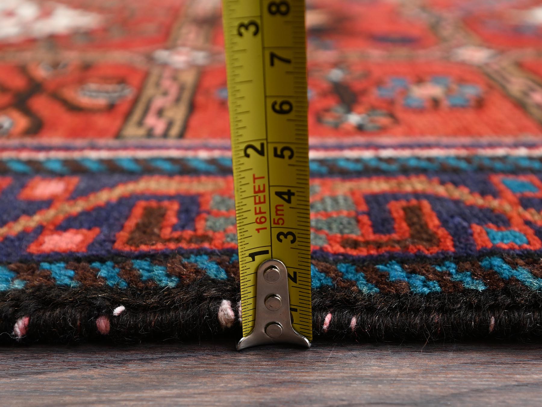 Hamadan Tribal & Geometric hand-knotted wool runner in Red & Brown, 2'10" x 9'6" — SKU O02151 (view 6)