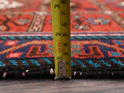 Hamadan Tribal & Geometric hand-knotted wool runner in Red & Brown, 2'10" x 9'6" — SKU O02151 (view 6)