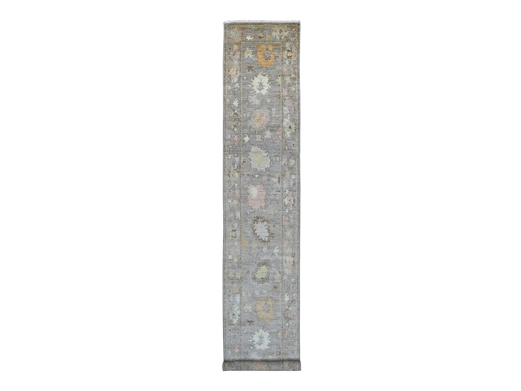 Brown 2'6" x 15'10" Oushak And Peshawar Hand knotted Wool Rug - Sku: O021520