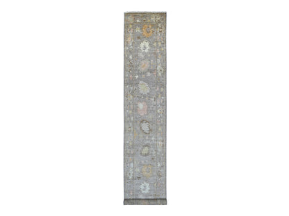 Brown 2'6" x 15'10" Oushak And Peshawar Hand knotted Wool Rug - Sku: O021520