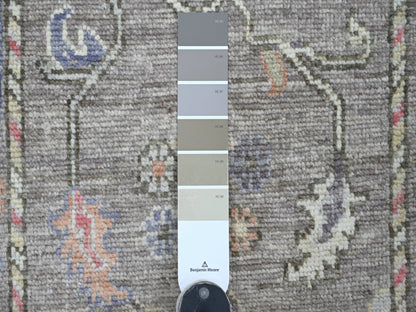 Brown 2'8" x 13'8" Oushak And Peshawar Hand knotted Wool Rug - Sku: O021522