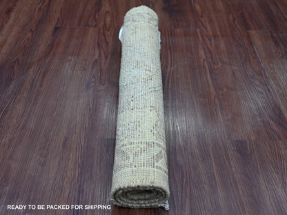 Brown 1'11" x 2'11" Oushak And Peshawar Hand knotted Wool Rug - Sku: O021525