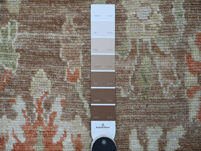 Brown 2'7" x 7'8" Oushak And Peshawar Hand knotted Wool Rug - Sku: O021527