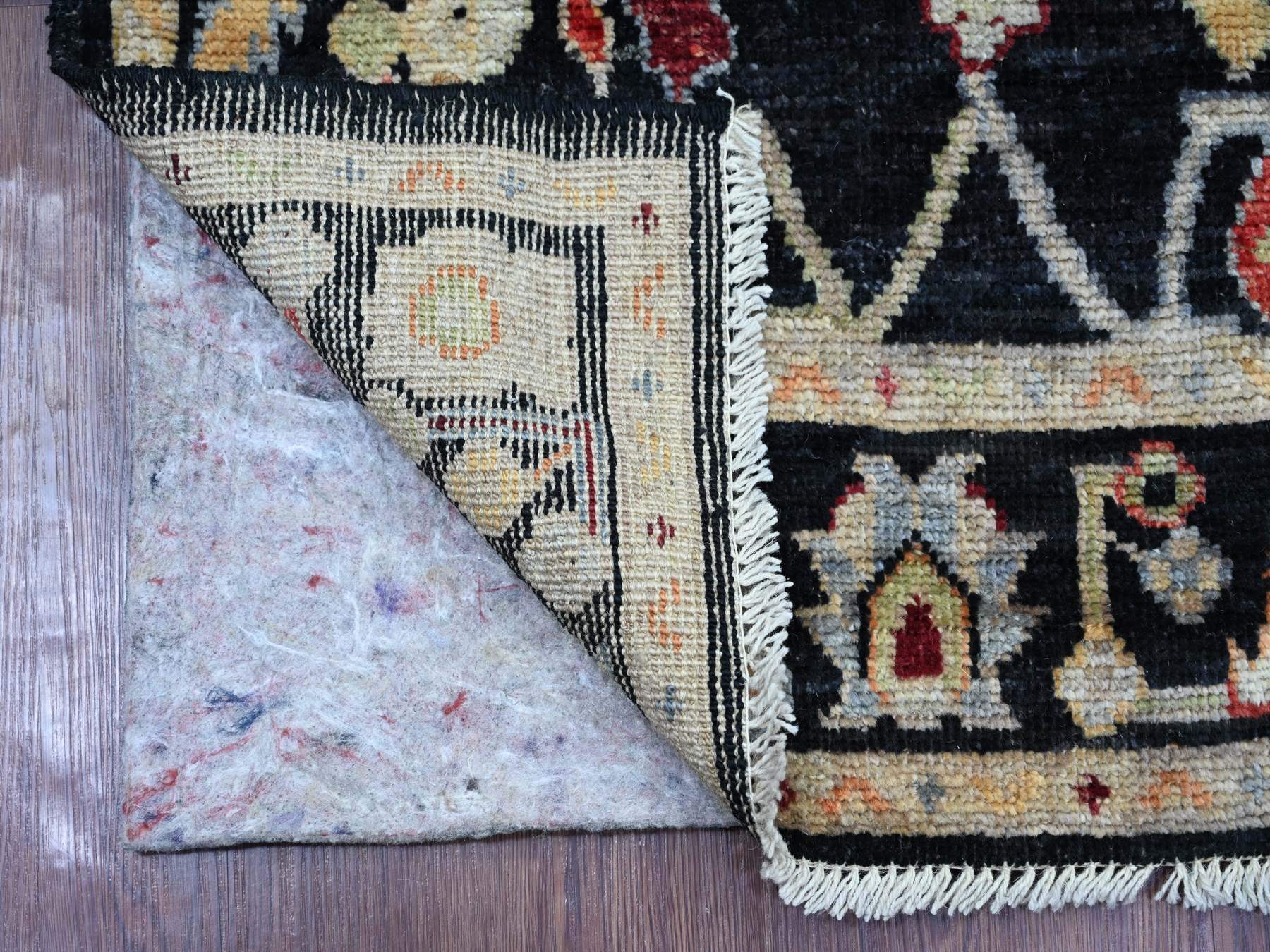 Black 2'9" x 8'1" Oushak And Peshawar Hand knotted Wool Rug - Sku: O021529