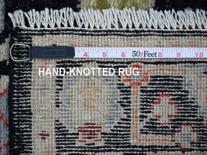 Black 2'9" x 8'1" Oushak And Peshawar Hand knotted Wool Rug - Sku: O021529