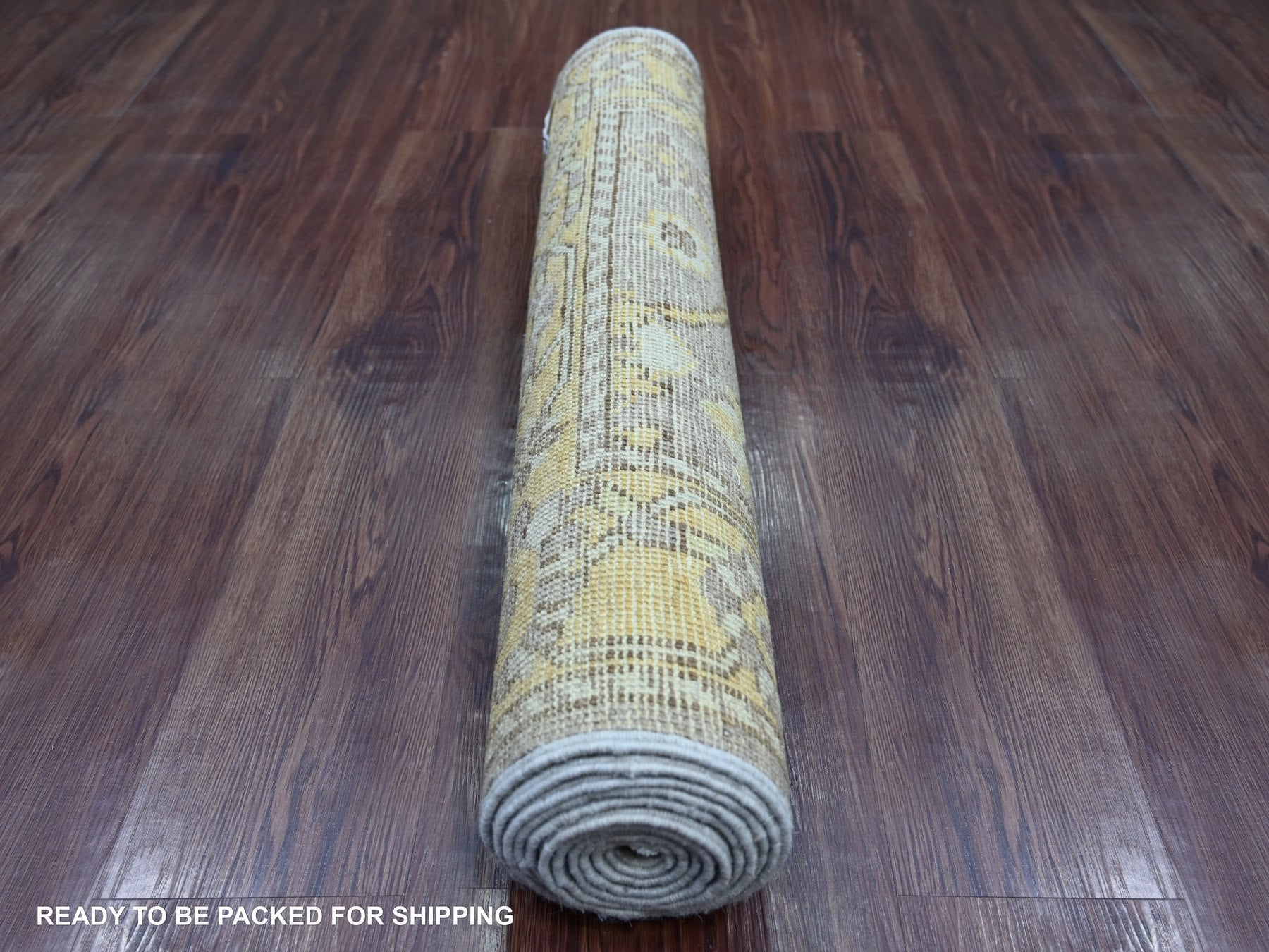 Oushak Oushak hand-knotted wool runner in Gray & Gold, 2'9" x 9'7" — SKU O021531 (view 4)