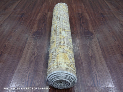Oushak Oushak hand-knotted wool runner in Gray & Gold, 2'9" x 9'7" — SKU O021531 (view 4)