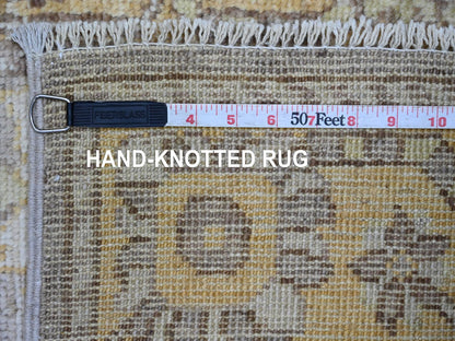 Grey 2'9" x 9'7" Oushak And Peshawar Hand knotted Wool Rug - Sku: O021531