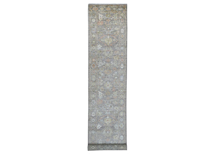 Brown 3'0" x 19'4" Oushak And Peshawar Hand knotted Wool Rug - Sku: O021532