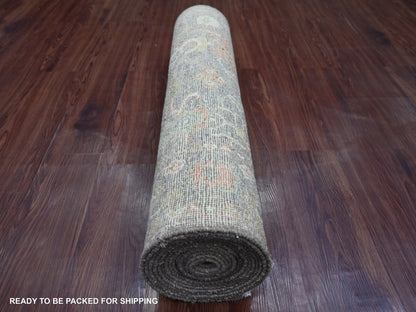 Brown 3'0" x 19'4" Oushak And Peshawar Hand knotted Wool Rug - Sku: O021532
