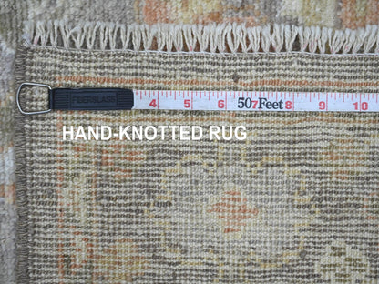 Brown 3'0" x 19'4" Oushak And Peshawar Hand knotted Wool Rug - Sku: O021532