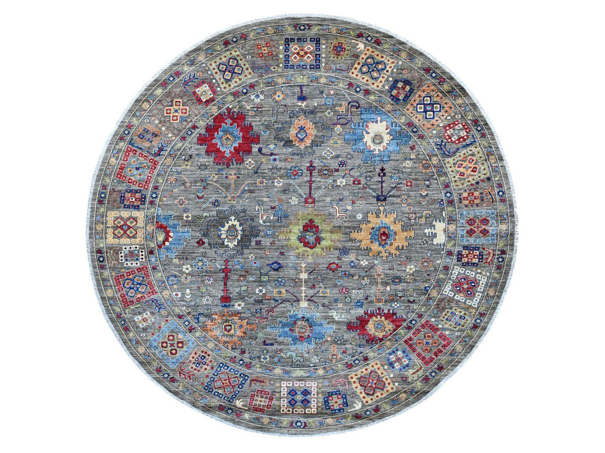 Mahal Oushak hand-knotted wool rug in Gray, 9'10" x 10' — SKU O021535