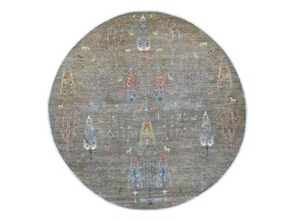 Peshawar Oushak hand-knotted wool rug in Gray, 10' x 10'2" — SKU O021536