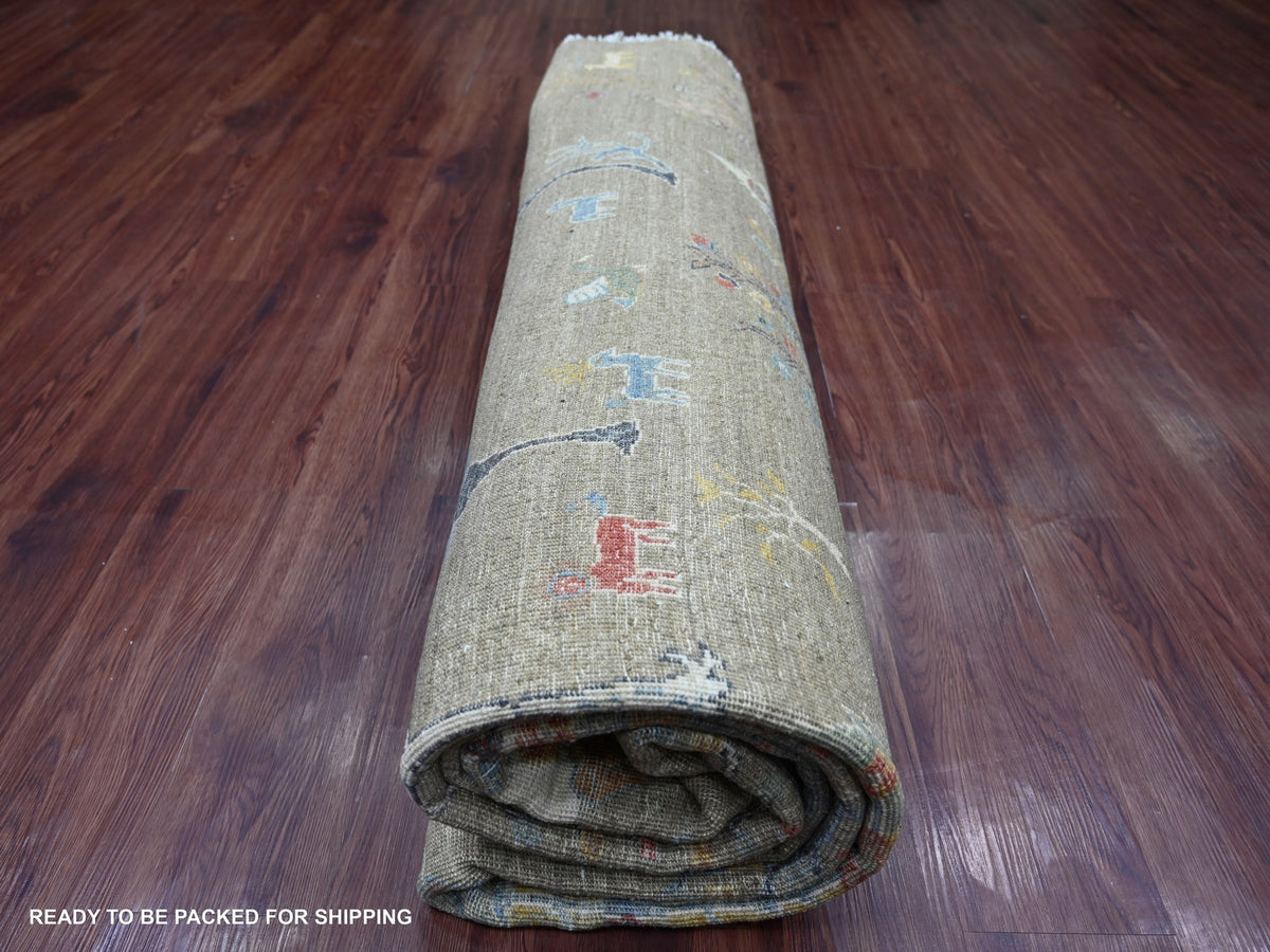 Peshawar Oushak hand-knotted wool rug in Gray, 10' x 10'2" — SKU O021536 (view 9)