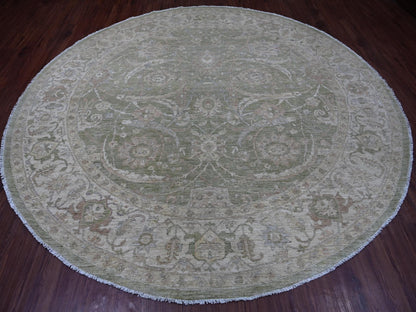 Green 9'8" x 9'10" Oushak And Peshawar Hand knotted Wool Rug - Sku: O021537