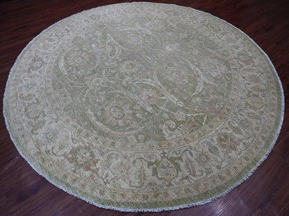 Green 9'8" x 9'10" Oushak And Peshawar Hand knotted Wool Rug - Sku: O021537