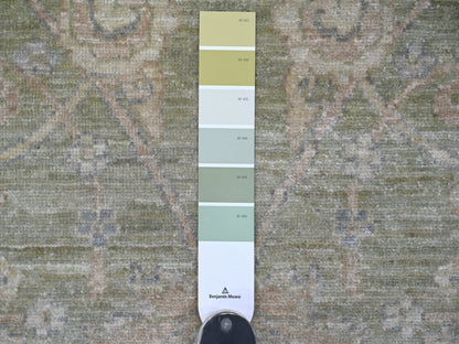 Green 9'8" x 9'10" Oushak And Peshawar Hand knotted Wool Rug - Sku: O021537