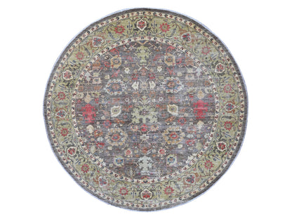 Mahal Oushak hand-knotted wool rug in Gray & Green, 9'11" x 9'11" — SKU O021538