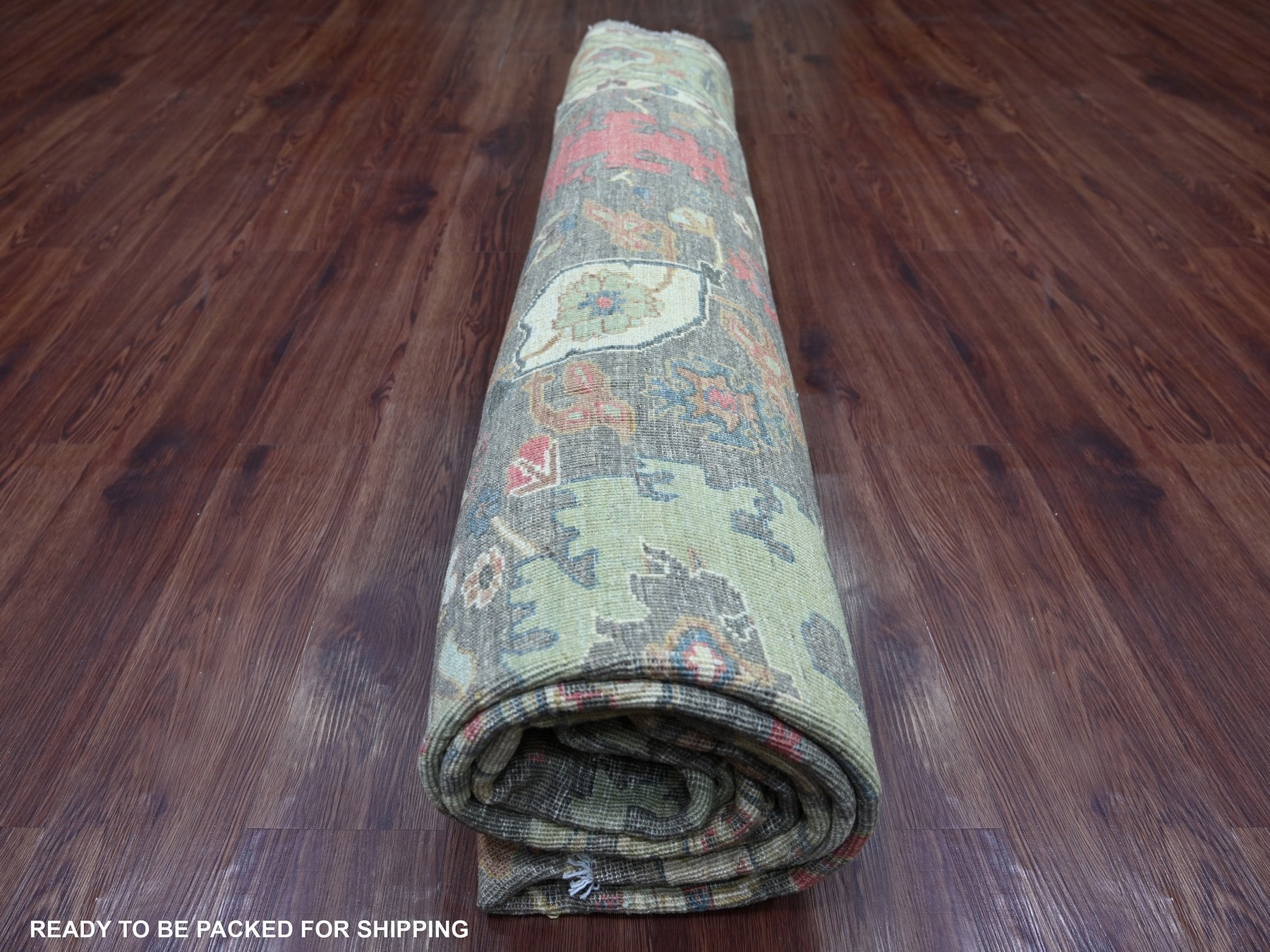 Mahal Oushak hand-knotted wool rug in Gray & Green, 9'11" x 9'11" — SKU O021538 (view 9)