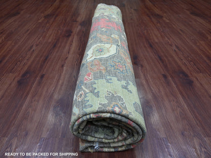 Mahal Oushak hand-knotted wool rug in Gray & Green, 9'11" x 9'11" — SKU O021538 (view 9)