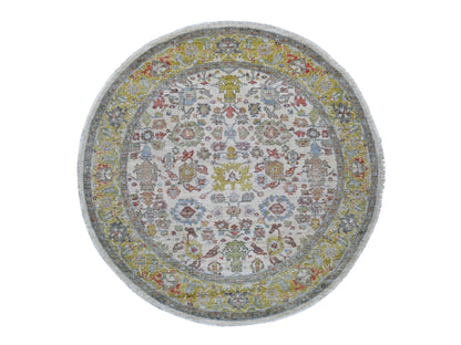 Ivory 6'1" x 6'5" Oushak And Peshawar Hand knotted Wool Rug - Sku: O021539