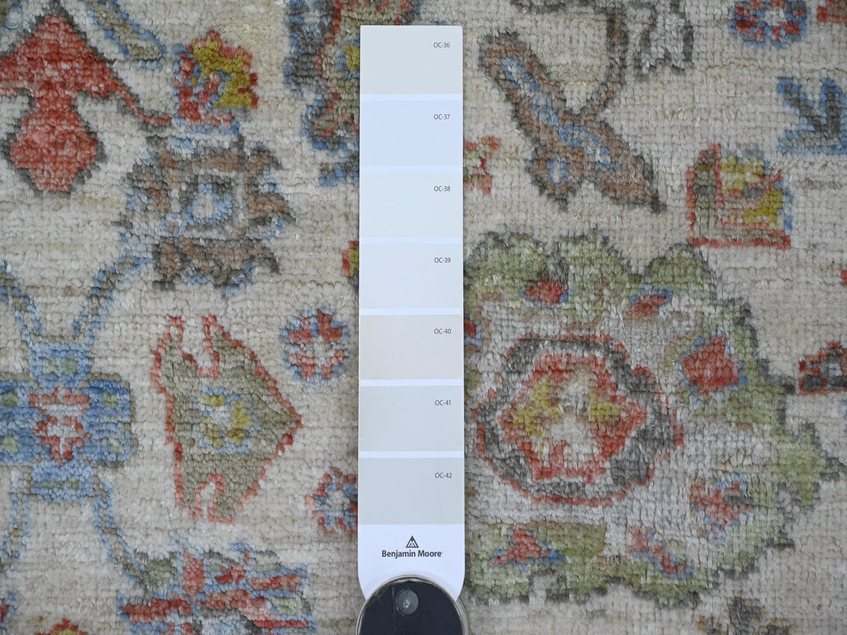 Mahal Oushak hand-knotted wool rug in Ivory & Gold, 6'1" x 6'5" — SKU O021539 (view 3)