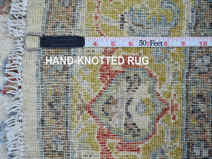 Mahal Oushak hand-knotted wool rug in Ivory & Gold, 6'1" x 6'5" — SKU O021539 (view 6)