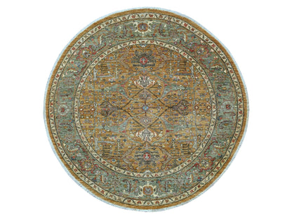 Brown 6'0" x 6'2" Oushak And Peshawar Hand knotted Wool Rug - Sku: O021540