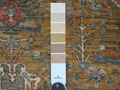 Peshawar Oushak hand-knotted wool rug in Brown & Green, 6' x 6'2" — SKU O021540 (view 3)